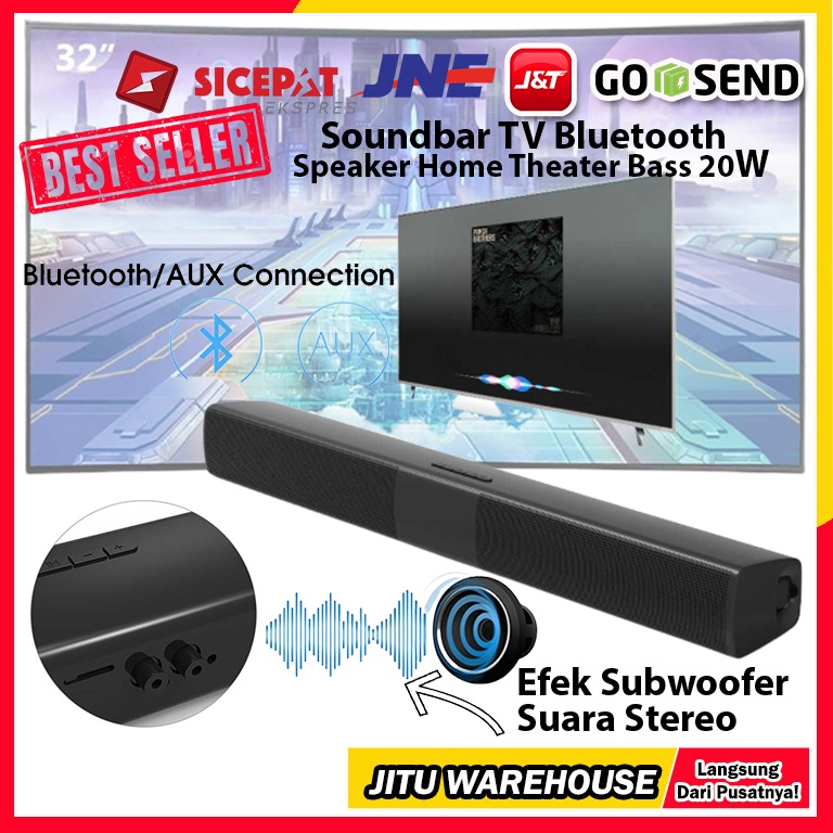 soundbar tv bluetooth speaker home theater bass 20w
