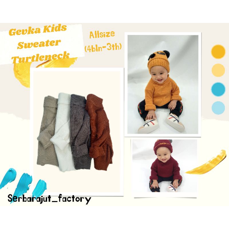 Gevka Kids Sweater Turtleneck/Sweater Turtlenck Anak/Sweater Rajut Anak