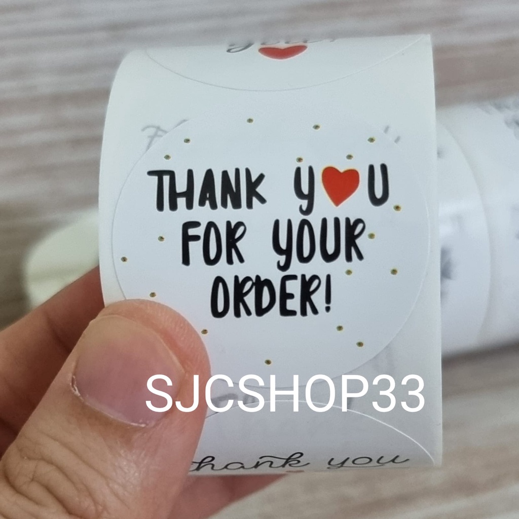 

1 roll isi 350 ukuran 3,8 cm sticker label thank you for your order