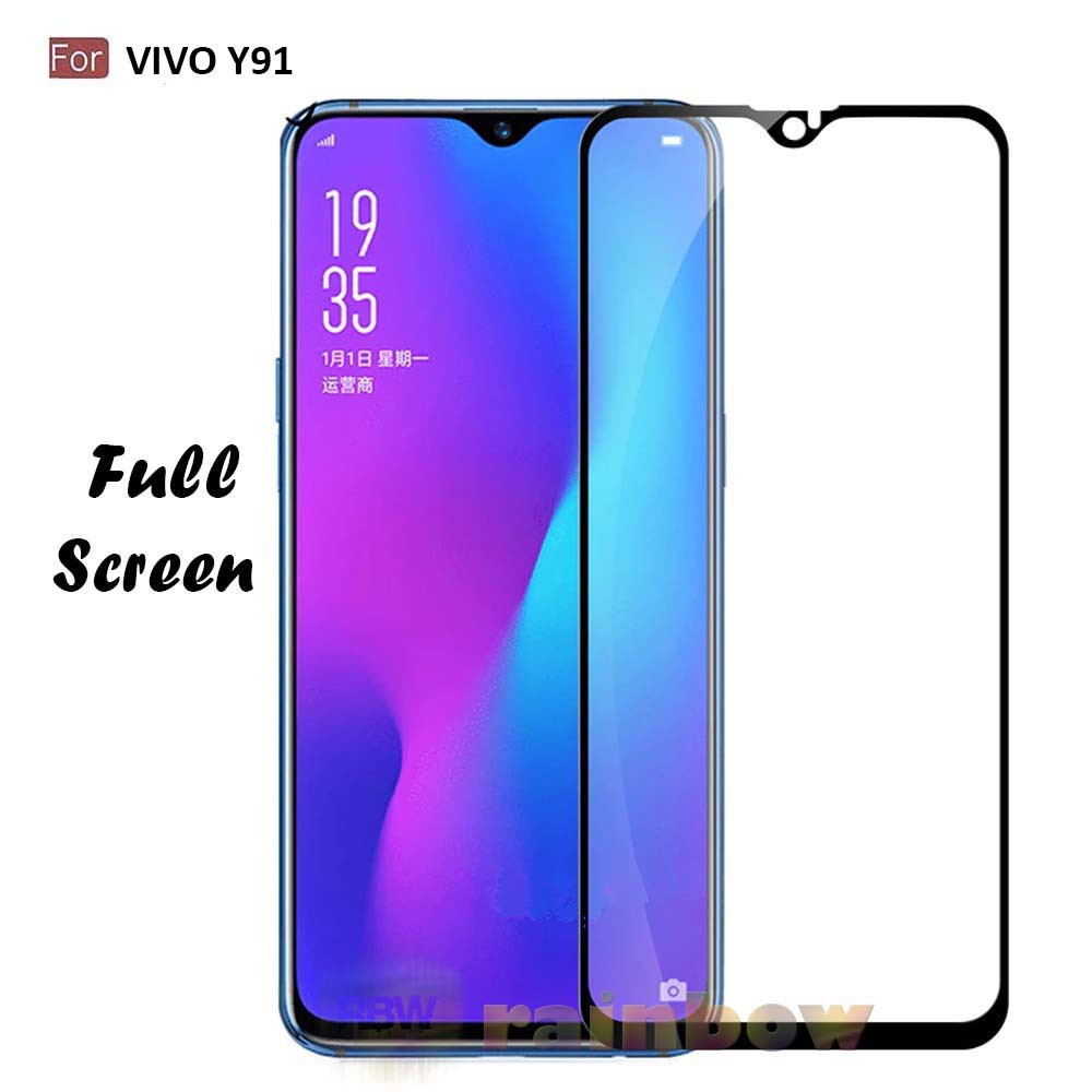 Tempered glass Curve (Full Layar) &amp; FULL LEM  Temperd Glass 21D - VIVO Y91 Full Cover Tempered