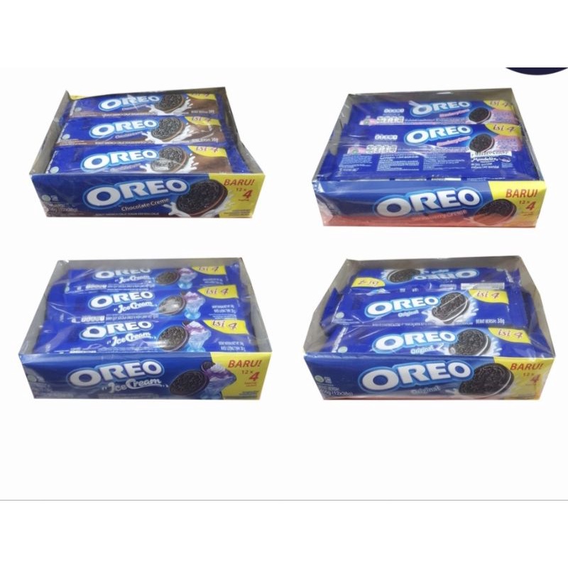 

Biskuit oreo isi 4 keping 1 box 12sachet