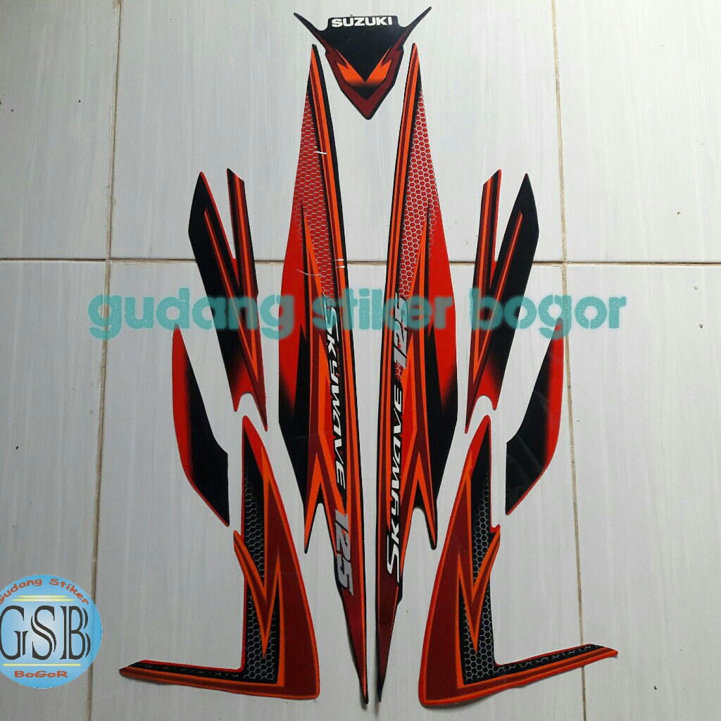 striping stiker motor skywave 125 2008 hitam-merah