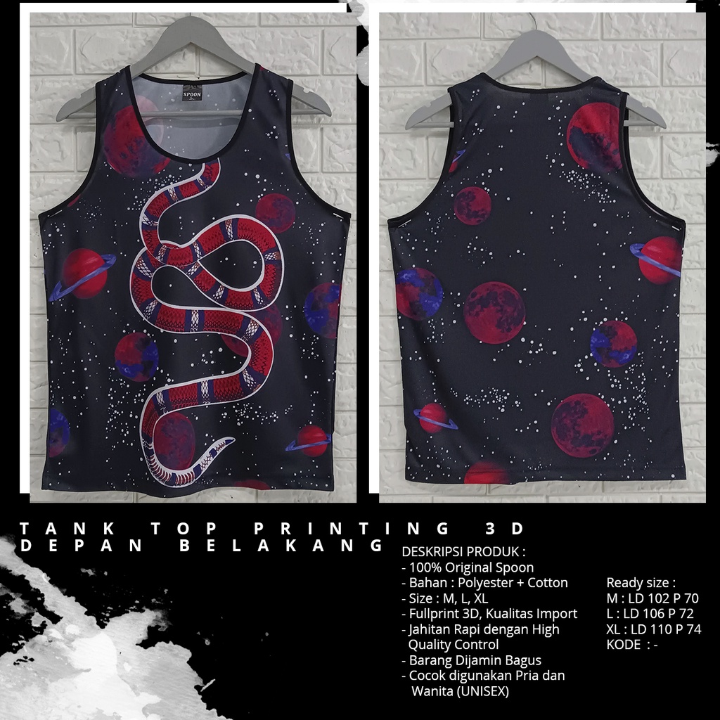 Tanktop/Singlet Pria/Wanita Dewasa | SPOON |  Olahraga/Pantai | Motif - Snake