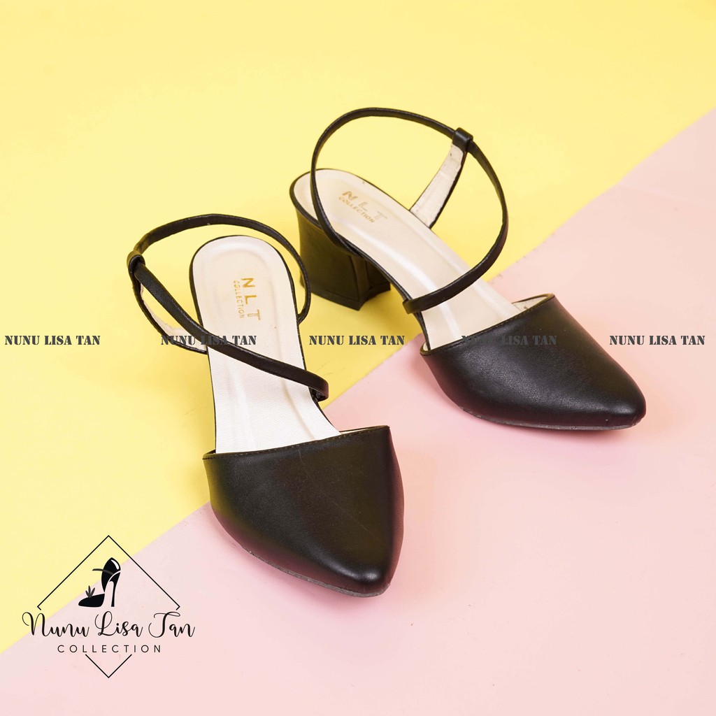 NunuLisaTan - FREE GIFT Casandra Block Heels Wanita Hitam Mocca