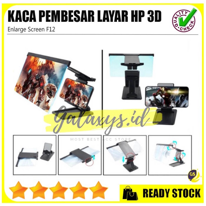 Enlarge Screen F12 Kaca Pembesar Layar Hp Enlarged Amplifier 3D 12inch