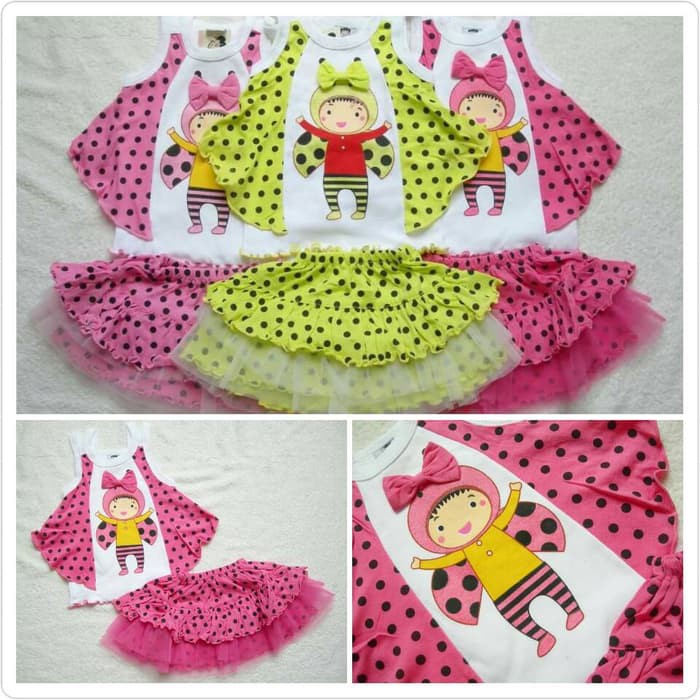 setelan tutu 6-18 bulan ladybug 500979 baju anak bayi baby balita girl