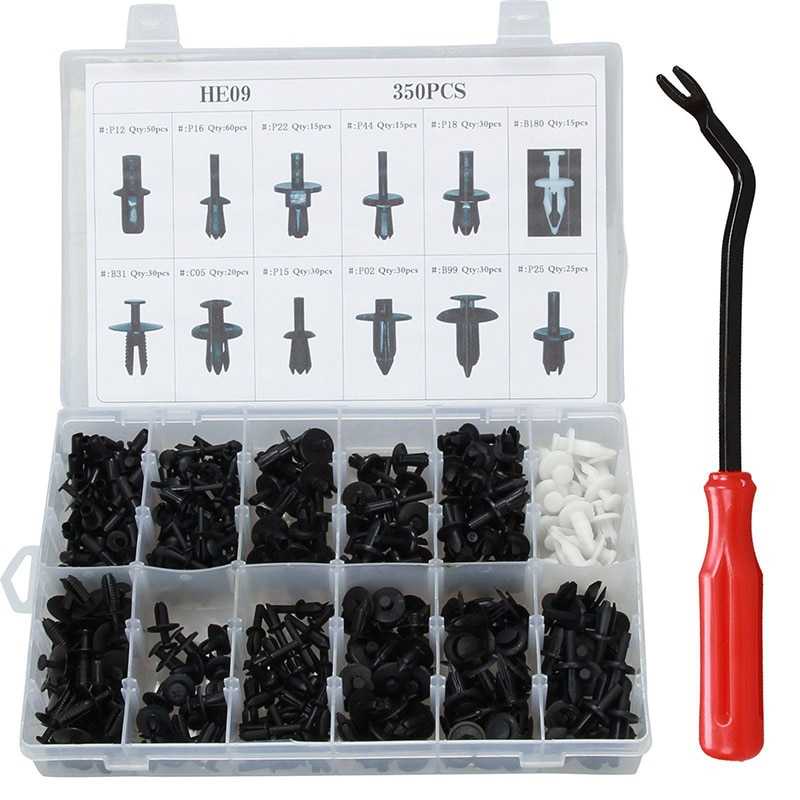 Taffware Baut Rivet Mobil Universal Car Push Pin Fasteners 350PCS HE09-Hitam