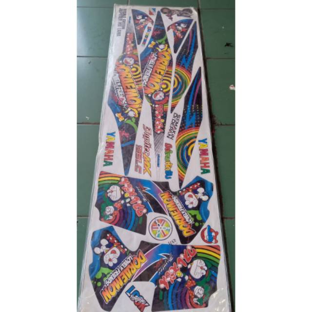 Striping Sticker Variasi Yamaha Jupiter mx 135 lama motif doraemon biru
