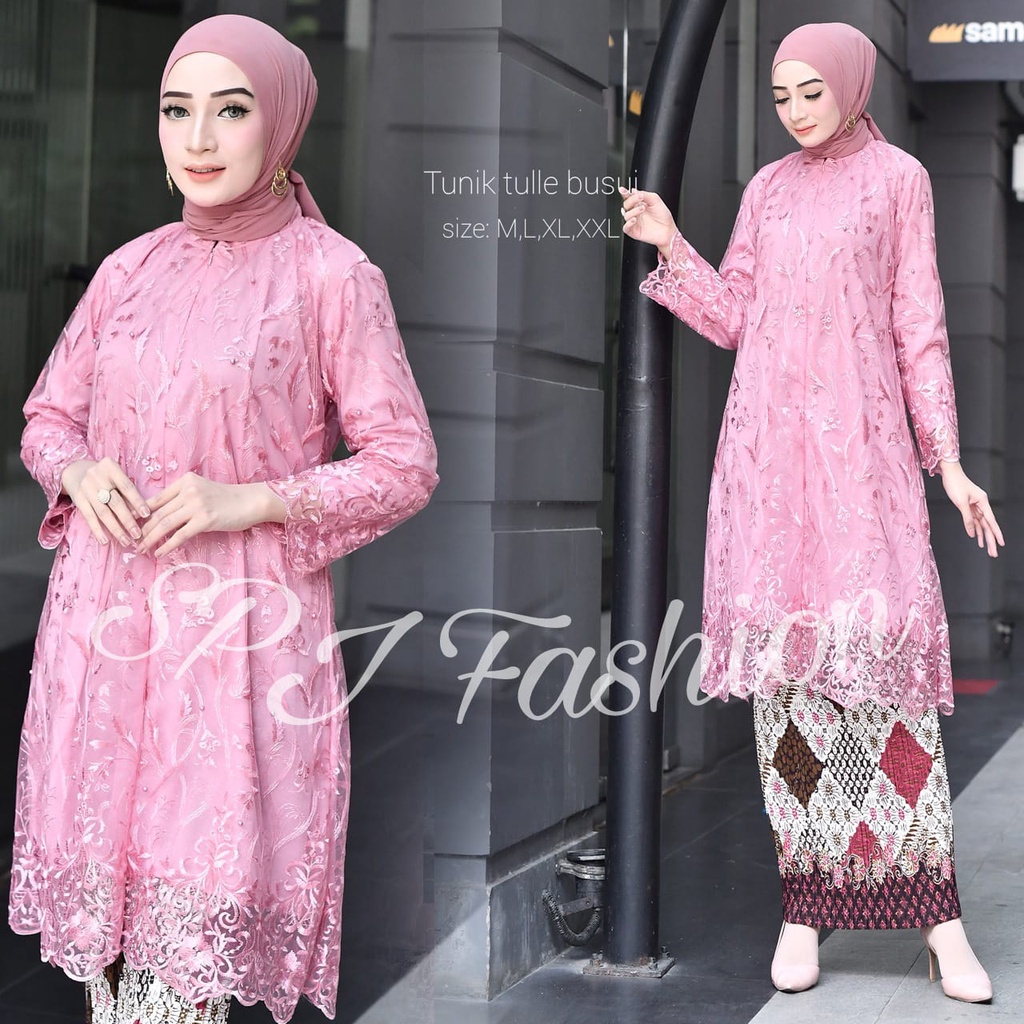 Best Setelan kebaya tunik tille busui Outfit Kebaya Tunik Tulle busui-kebaya Modern-Dress Pesta -dres Wisuda-tunik busi kondangan-kebaya modern-kepaya pesta-kebaya wisuda