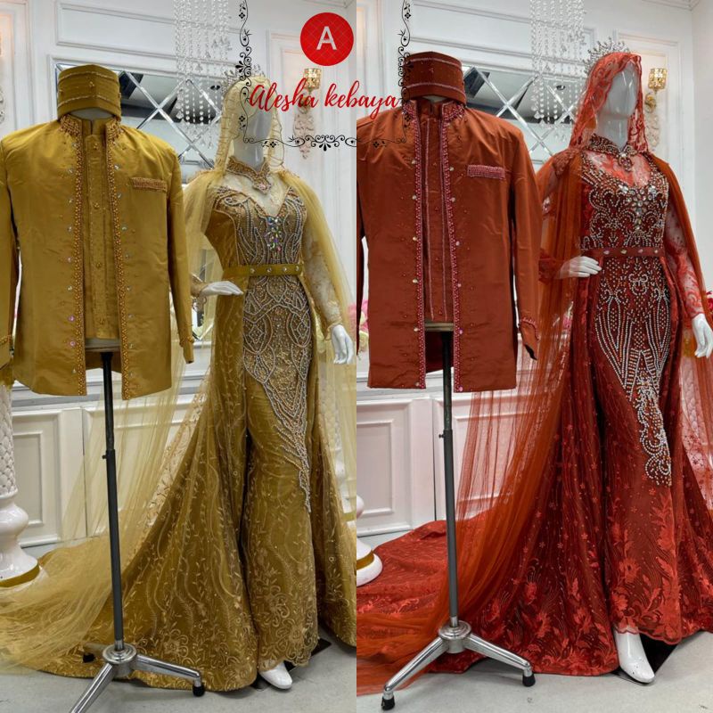 Gaun pengantin couple/Gaun pengantin full mutiara/Wedding dress