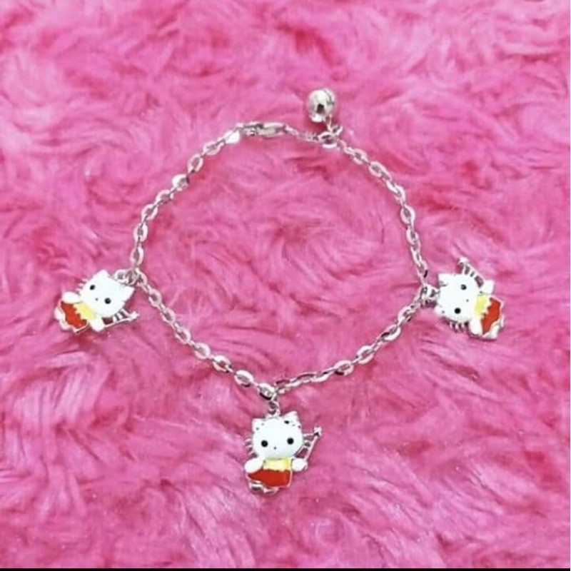 Gelang tangan bayi gelang tangan anak perak 925 lapis emas putih gelang tangan hellokitty
