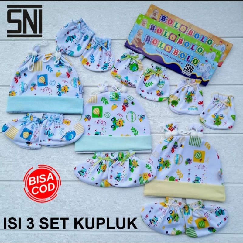 3 SET PITA Topi Bayi sarung tangan bayi Newborn Asyam Baby Wear