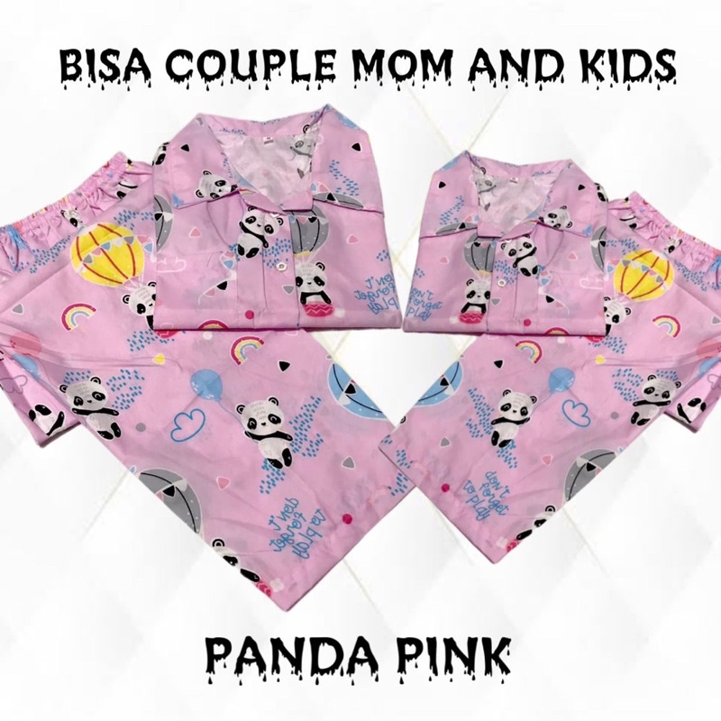 PANDA PINK - bisa couple mom kids family stelan bajutidur piyama dewasa anak