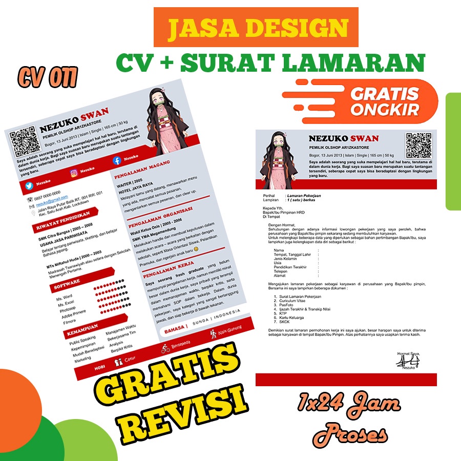 Cv Lamaran Jasa Pembuatan Cv dan Lamaran Kerja Jasa Cv Curiculum Vitae CV 011