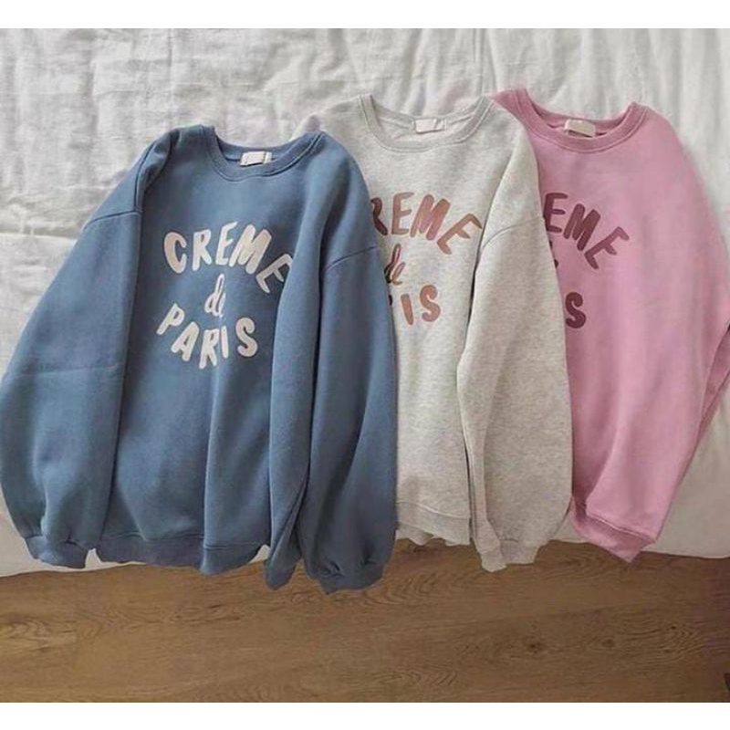 (COD) SWEATER PRIA WANITA TERBARU CREME DE PARIS FLEECE TEBAL KEKINIAN