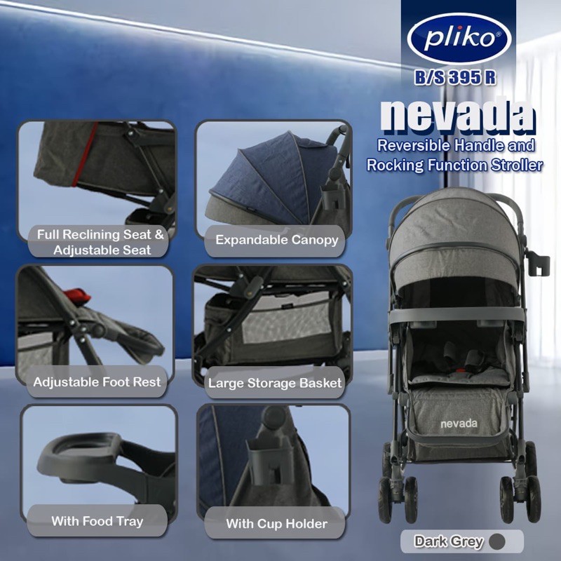 Makassar - Stroller Pliko Nevada 395 Ukuran XL Besar / Kereta Dorong Bayi