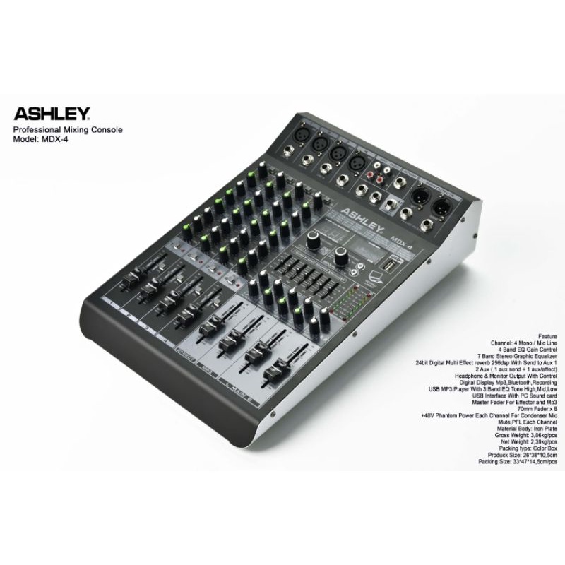 Mixer Ashley MDX4 Original 4 Channel digital 256dsp Bluetooth Usb
