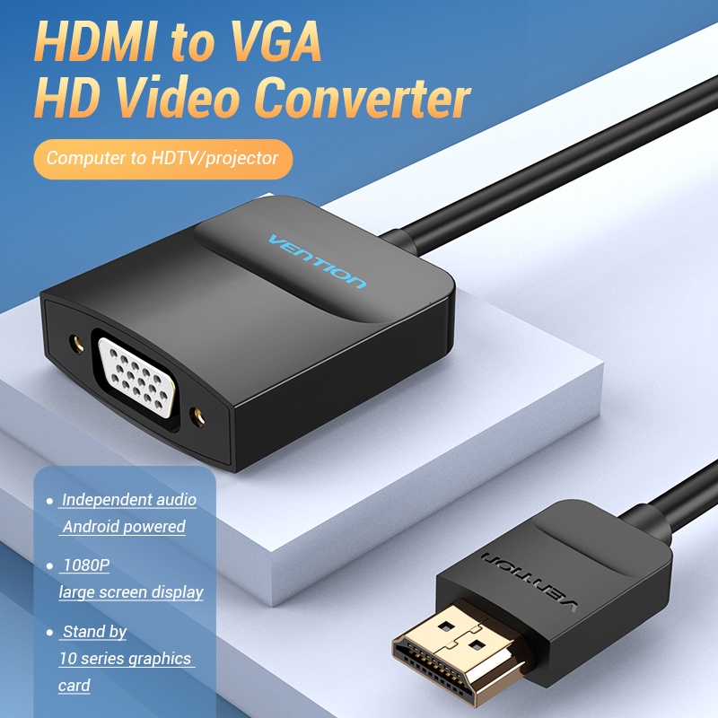 ( Bisa Cod ) Vention ADAPTOR Converter HDMI to VGA 1080p @60Hz FULL HD ACR 42154