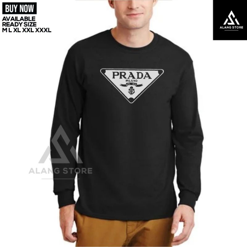 Kaos Baju Pria Lengan Panjang Prada Milano Keren Terlaris