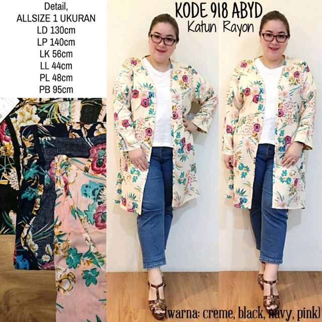 SUPPLIER JUMBOBIGSIZE: BAJU LUARAN OUTER LONG BLAZER PANJANG MOTIF BUNGA LUCU JUMBO BIG SIZE 918