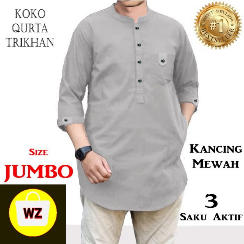 10758 10762 10764 10766 Baju Koko Pria Qurta Trikhan Lengan Panjang