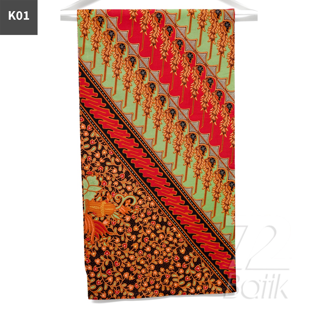 KAIN BATIK PREMIUM Bahan Katun Motif Parang Warna Orange 721300 Cap 72 Jarik Jarit Samping Kebat Panjang Batik Katun Modern Premium Bahan Seragam Batik Pernikahan Kantor Keluarga Murah Kamen Jadi Batik Bali Lembaran