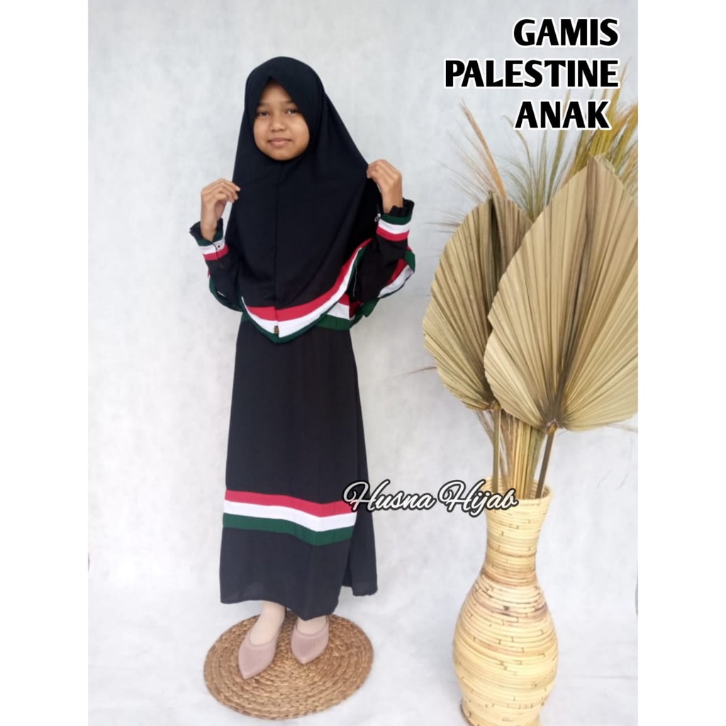 [ORI BY HUSNA HIJAB] Gamis Palestine Anak Usia SD Free Cadar / Set Gamis Palestina Anak Free Cadar