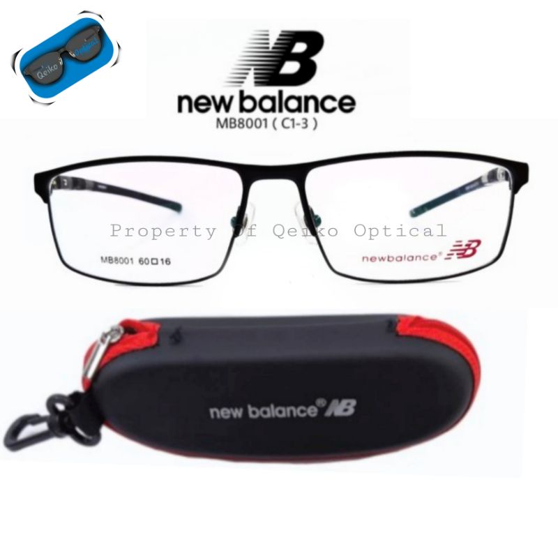 Frame Kacamata Pria Titanium New Balance C1-3 Black - SIZE 60 Lebar