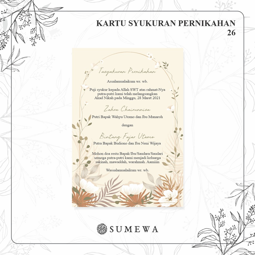 Jual Kartu Ucapan Syukuran Pernikahan / Kartu Tasyakuran Pernikahan