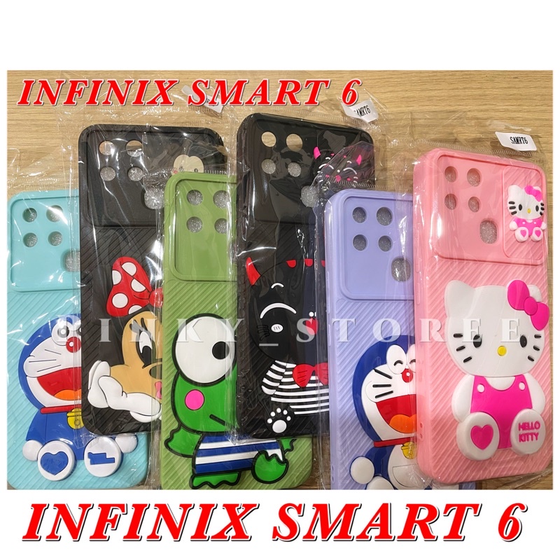 CASE MACARON SLIDE INFINIX SMART 6NFC/ SMART 5/ HOT 12/ HOT 12i/ HOT 11S NFC/ HOT 11PLAY/ HOT 10/ HOT 10PLAY/ HOT 9PLAY / CASE SLIDE CAMERA KARAKTER DORAEMON HK KEROPI MINNIE CAT