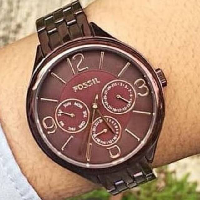 Fossil watch wine analog jam tangan wanita