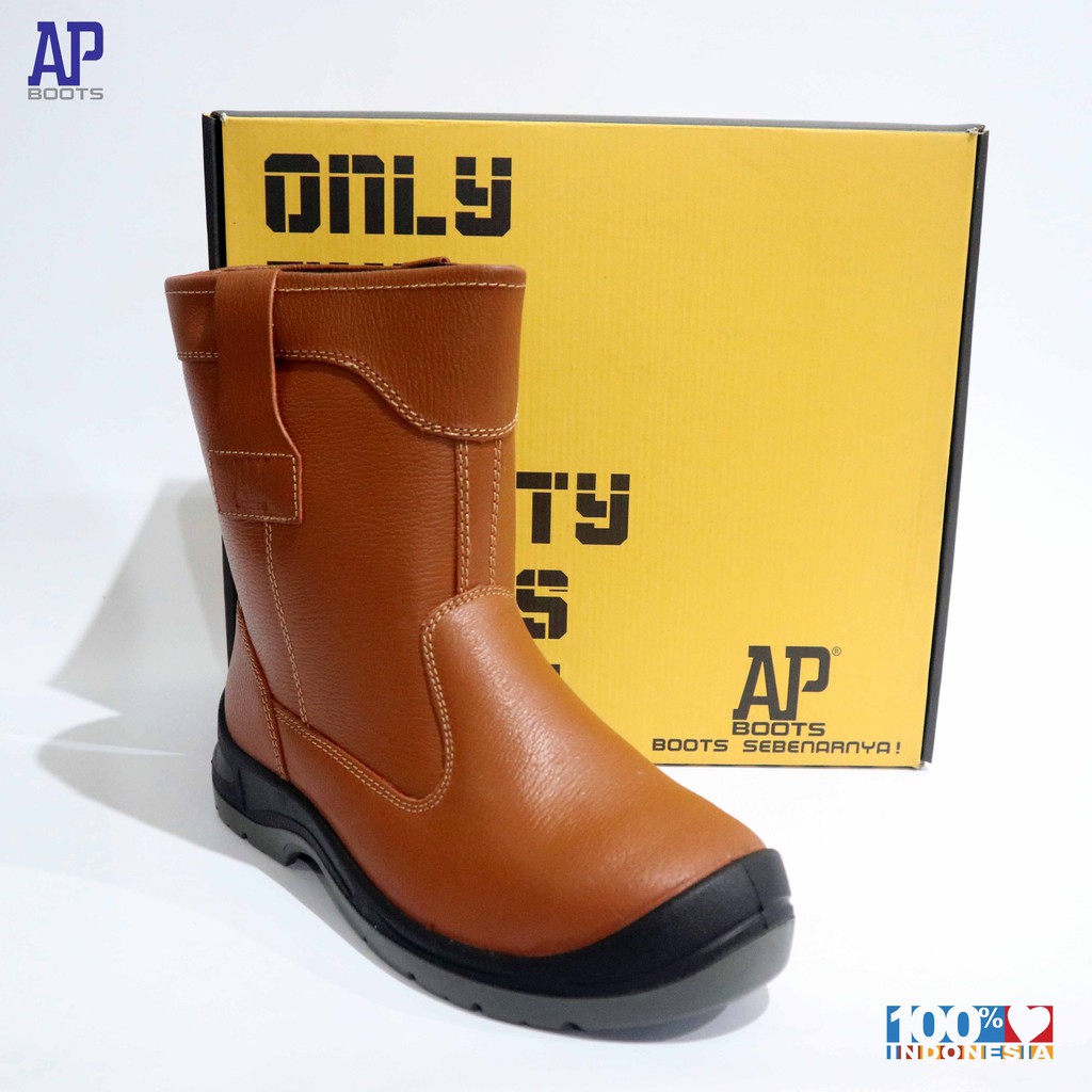 AP 2020 BROWN SAFETY LEATHER 43 - BOOT SEPATU SAFETY - AP BOOTS