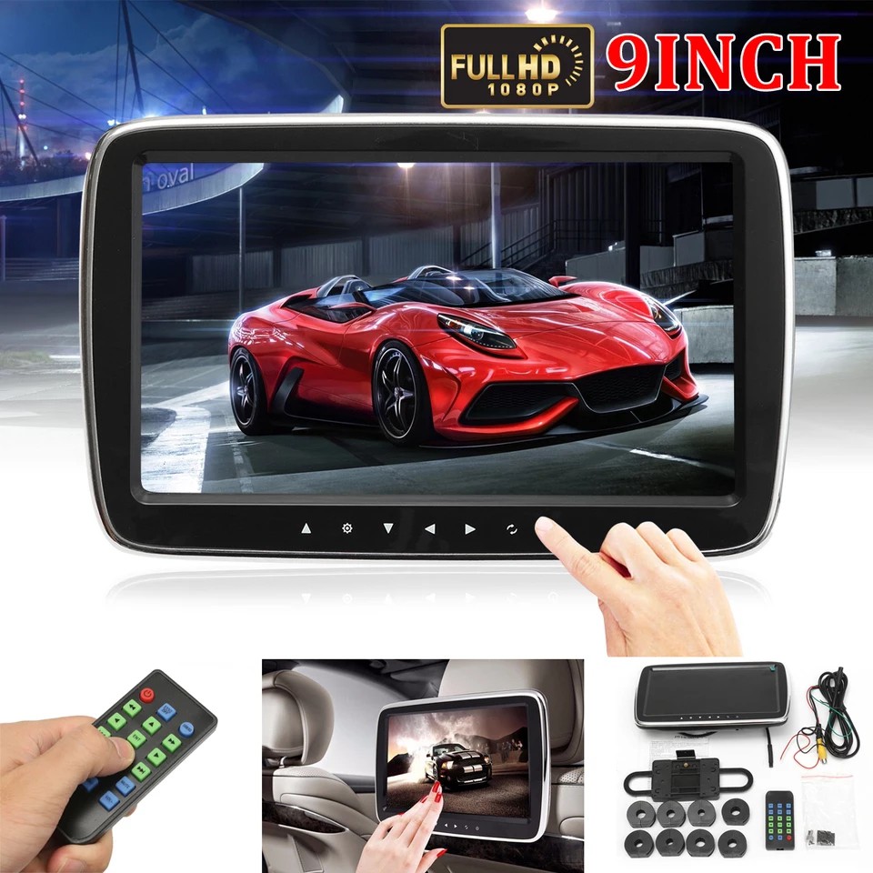 TV Headrest 9&quot; Clip on MP5, MMC,USB. Touch Button, Support Video 1080P