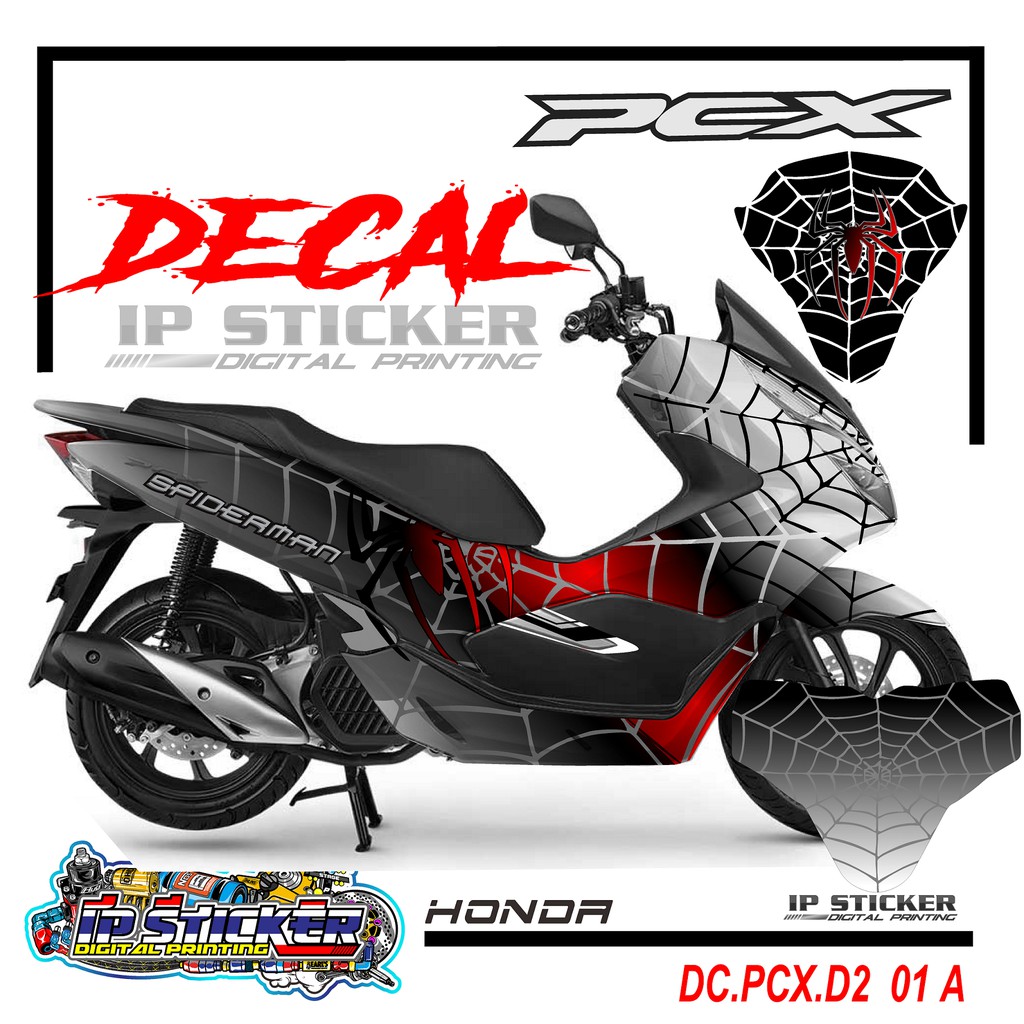 Decal sticker atau full body PCX desain spiderman