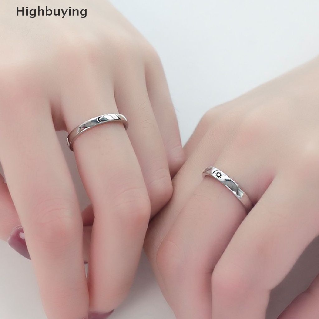 Hbid Cincin Terbuka Adjustable Model Matahari / Bulan Untuk Pasangan / Pria / Wanita