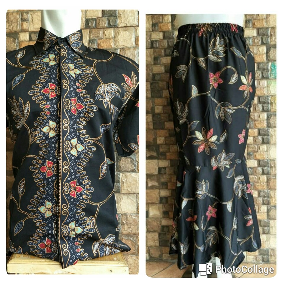 busana couple batik hem pendek rok mermaid