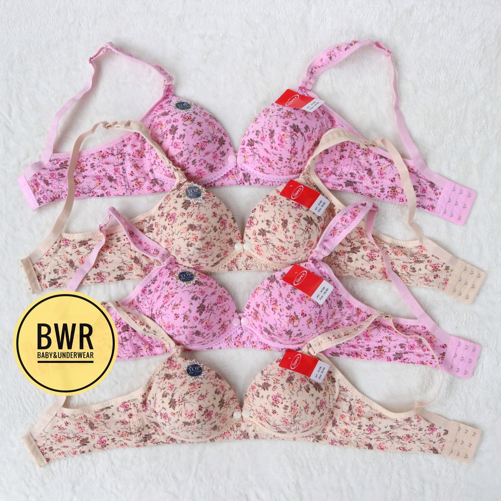 Bra Sorex 8108 Menyusui Motif Bunga Cantik | 8108 Tanpa Kawat Kait 3 Busa Sedang - Bwr