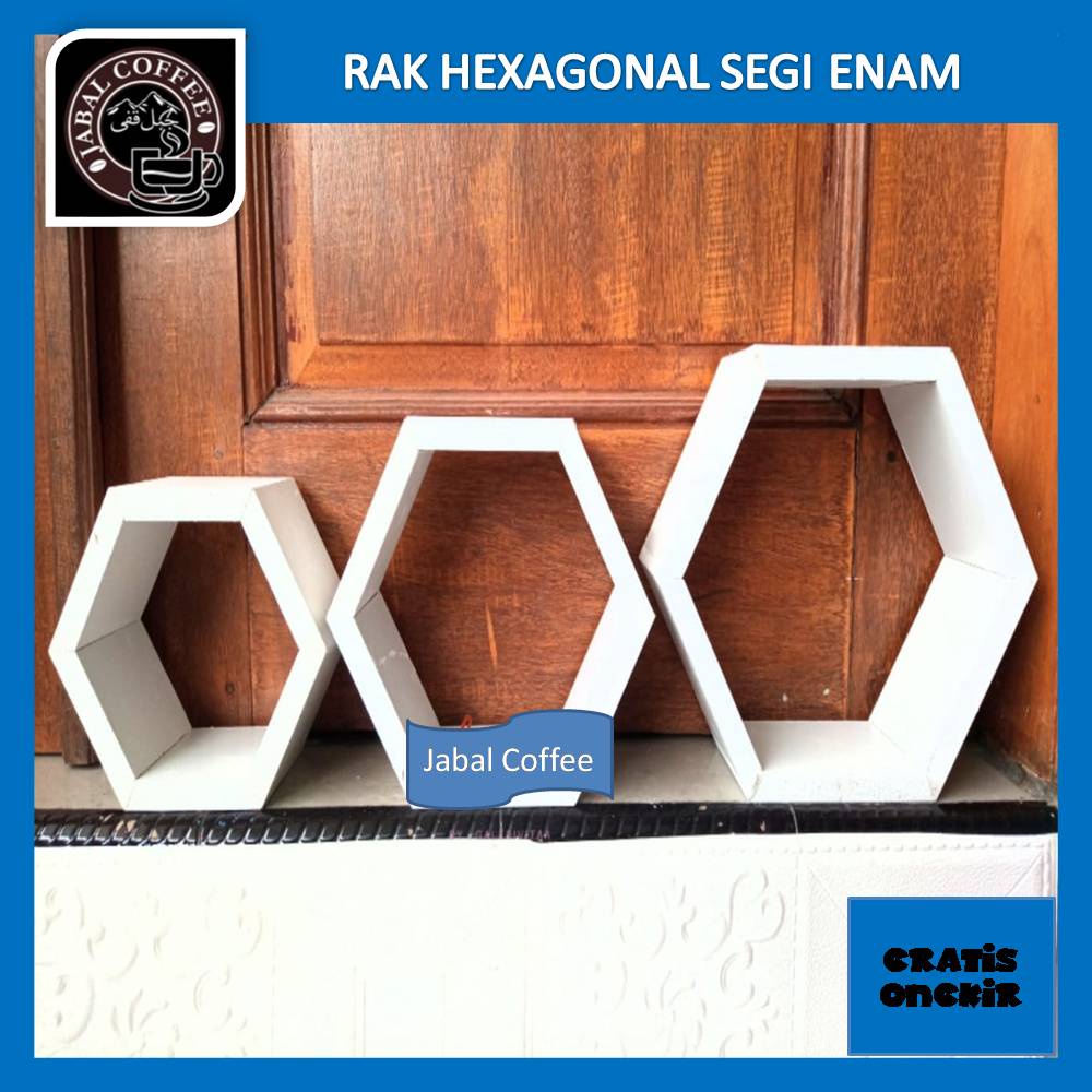 Rak Hexagonal Segi Enam Satu Set Isi 3 / Rak Hiasan Dinding 3in1 / Rak Dinding Hexagonal Segi Enam 14