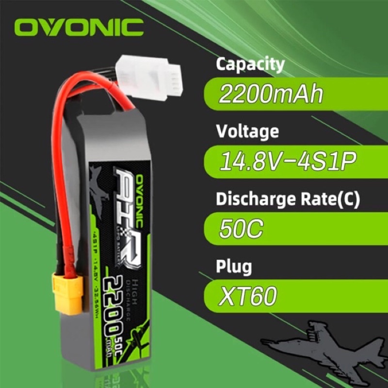 Ovonic 14.8V 2200mAh 50C-100C 4S LiPo Battery Pack with XT60 Plug for RC Quadcopter Airplane Multi