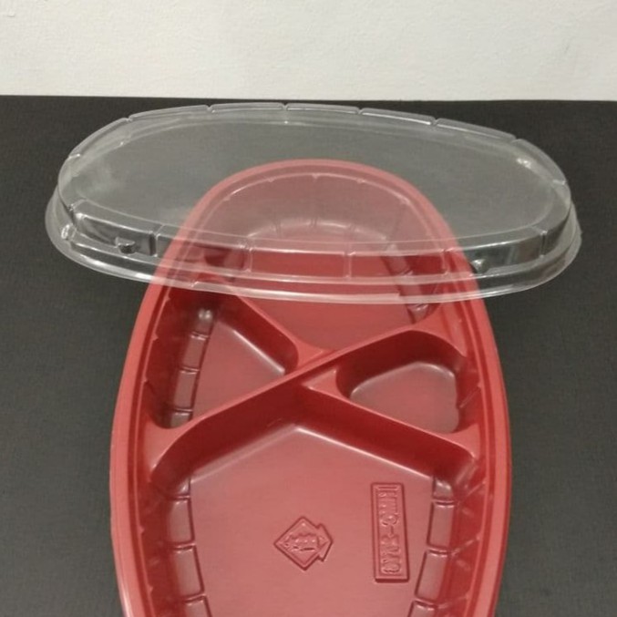 Bento Oval Sekat Red Black