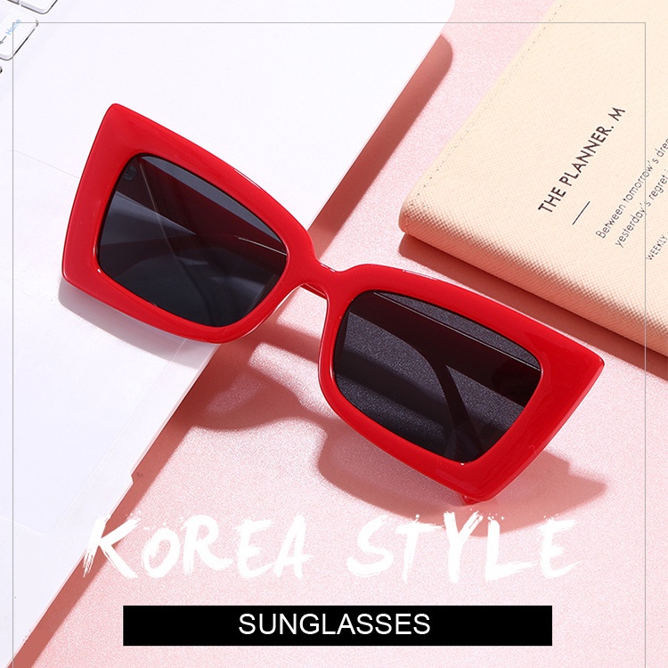 •OKEY BELI•KC404 Kacamata Hitam Wanita Kaca Mata Kotak Vintage Sunglasses Gaya Korea Import Murah-7