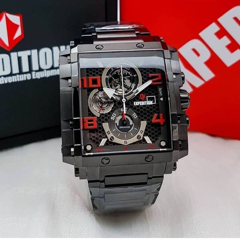 Jam Tangan Expedition E 6757 Pria / E6757 MC Black Red Original