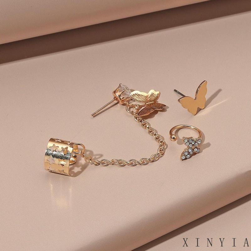 Butterfly Anting Klip Bahan Alloy Bentuk Kupu-Kupu