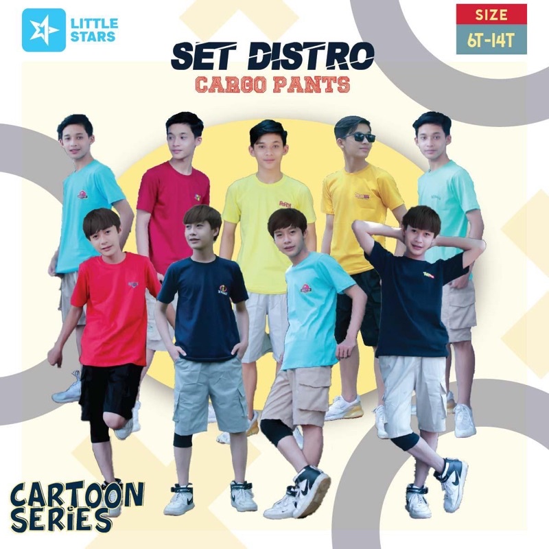 set distro cargo pants little stars/stelan anak cowo remaja/stelan anak bujang/stelan anak cowo