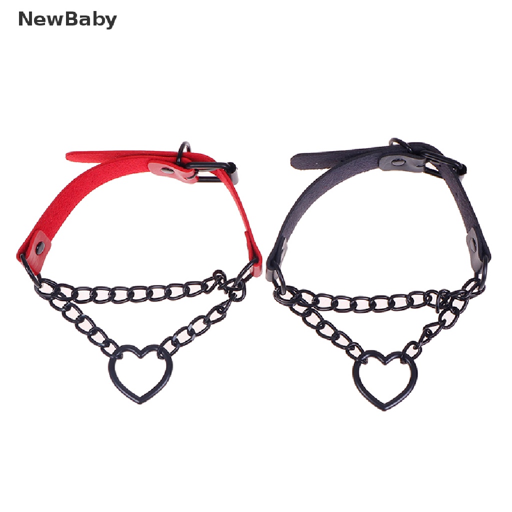 NewBaby Women Gothic Choker Black Red Necklace PU Collar Chains Maid Punk Cosplay Access ID