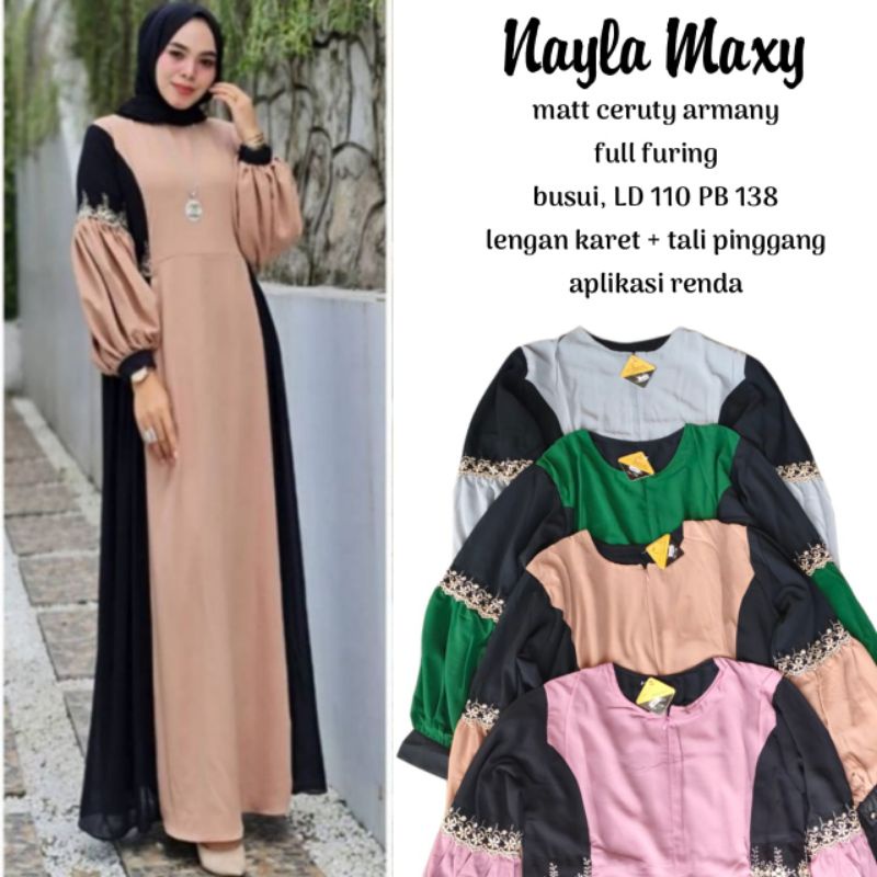 Nayla Maxy premium gamis ld 110 gamis lebaran 2022