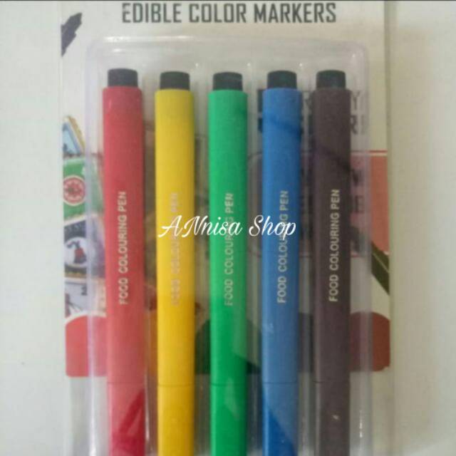 

Pen Edible ( food coloring pen) foodgrade, 1set 5 pen warna