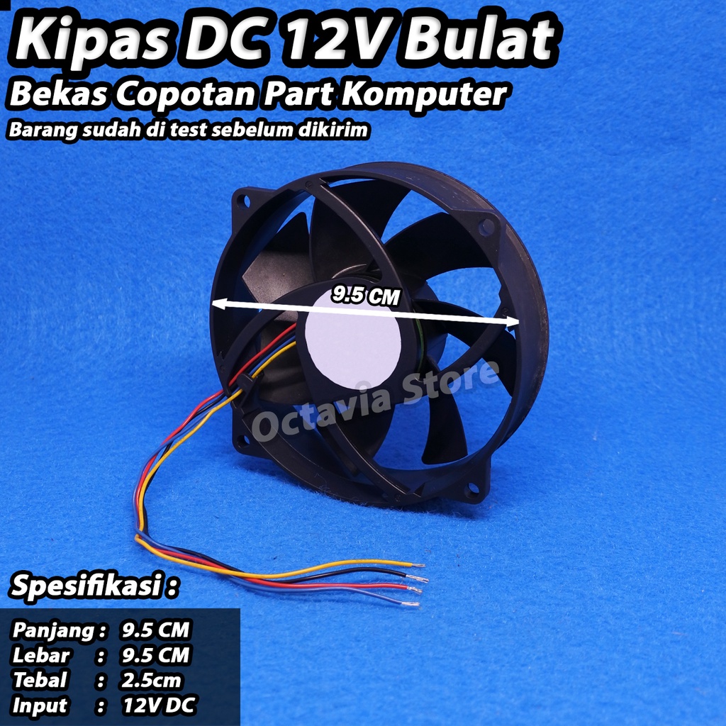 Kipas Fan Pandingin DC 12V Bulat 9.5CM Highspeed Ampere 0.30A - 0.60A