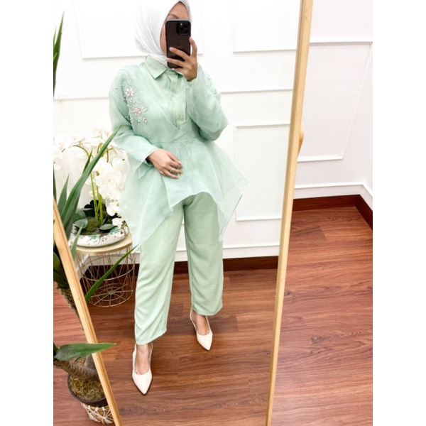 setelan celana organza