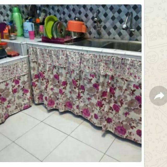 Gorden Kolong Dapur / Hordeng Poni Karakter Keropi Doraemon Hello Kitty LV Bunga Shabby Murah